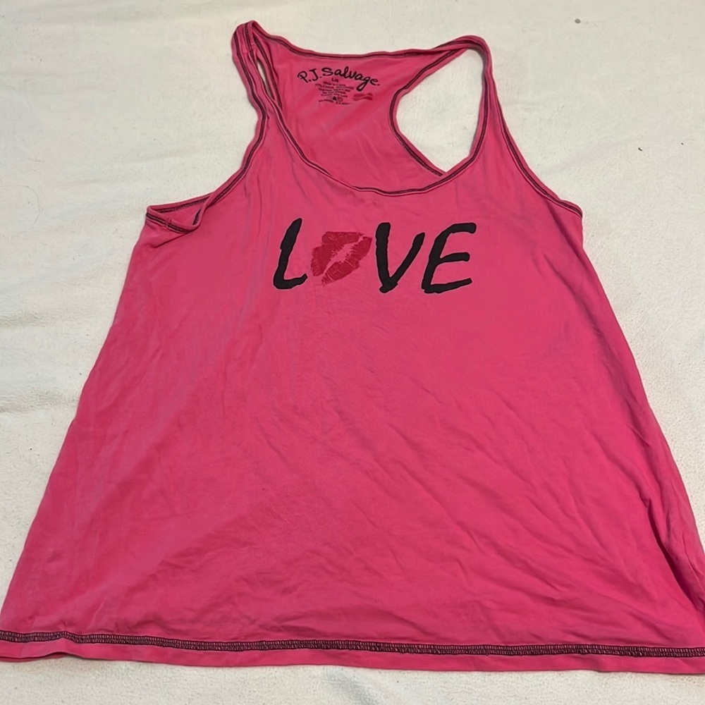 PJ Salvage Love pink pajama tank